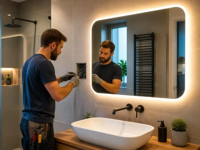 Jak bezpiecznie zaplanować lustro z oświetleniem led w łazience?